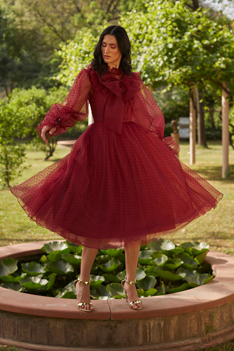 organza bow dress Ella glass organza bow dress with back tail