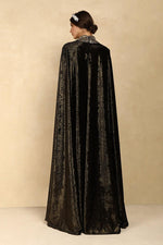 GOLD FOILED CAPE ATTACHED MAXI GOWN