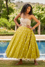 Yellow & White Embroidered Gown