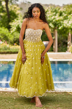 Yellow & White Embroidered Gown