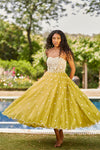 Yellow & White Embroidered Gown