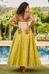 Yellow & White Embroidered Gown