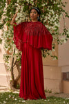 Red Embroidered Cape & Sharara Pants