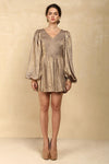 METALLIC GOLD SMOKED MINI DRESS