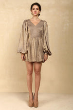 METALLIC GOLD SMOKED MINI DRESS