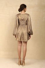 METALLIC GOLD SMOKED MINI DRESS