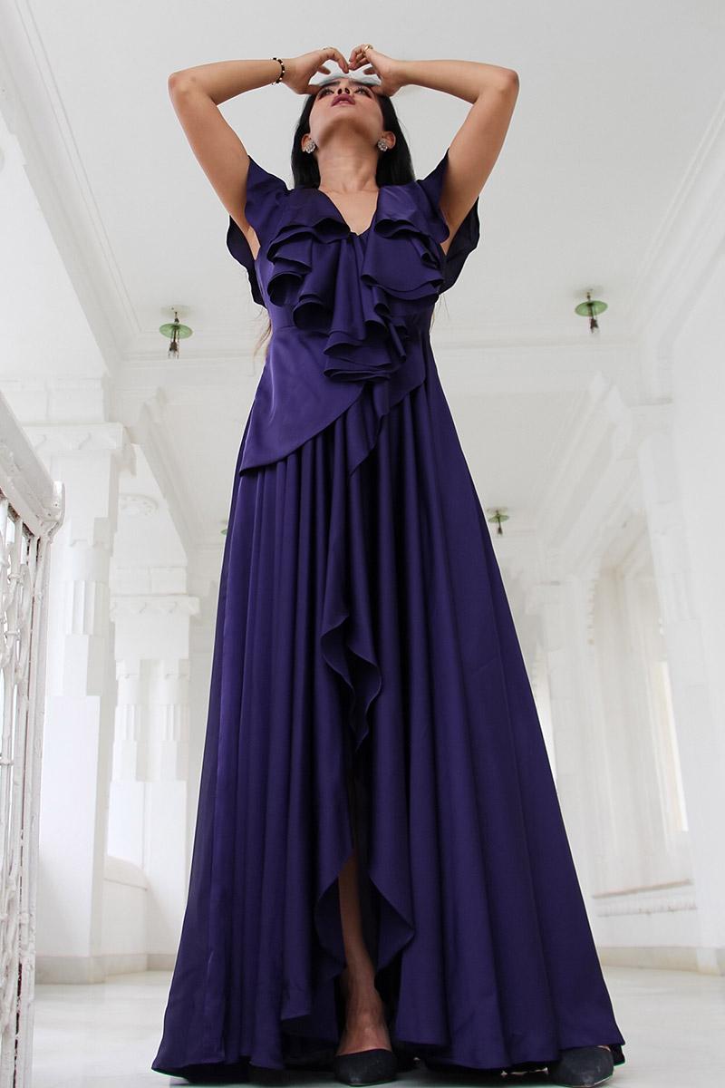 DRAPED FRILL DRESS