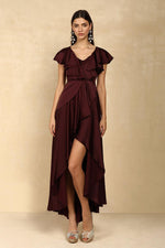 DRAPED FRILL DRESS