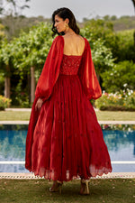 Red Embroidered Gown